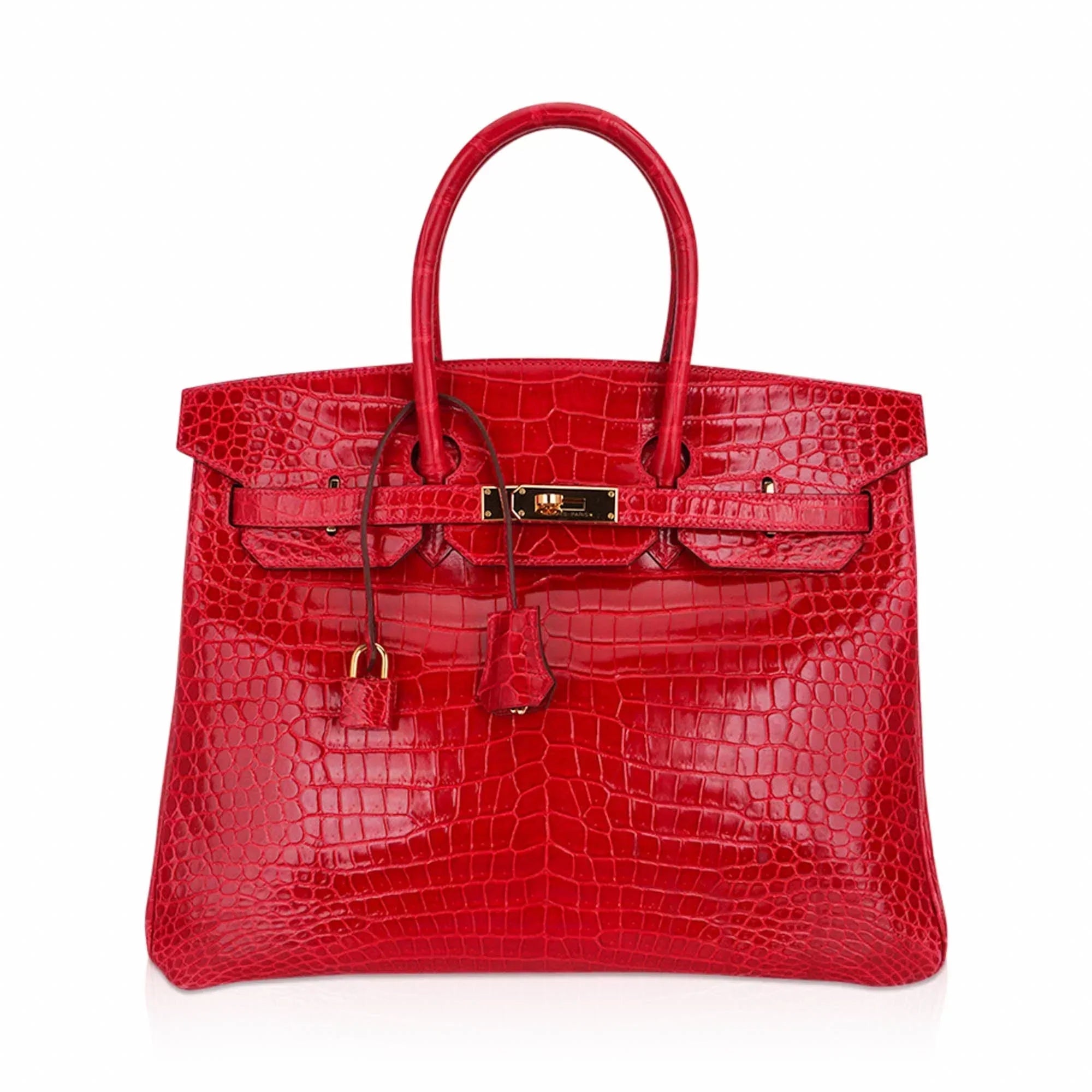 👜Birkin 35 Bag Braise Porosus Crocodile with Gold Hardware
