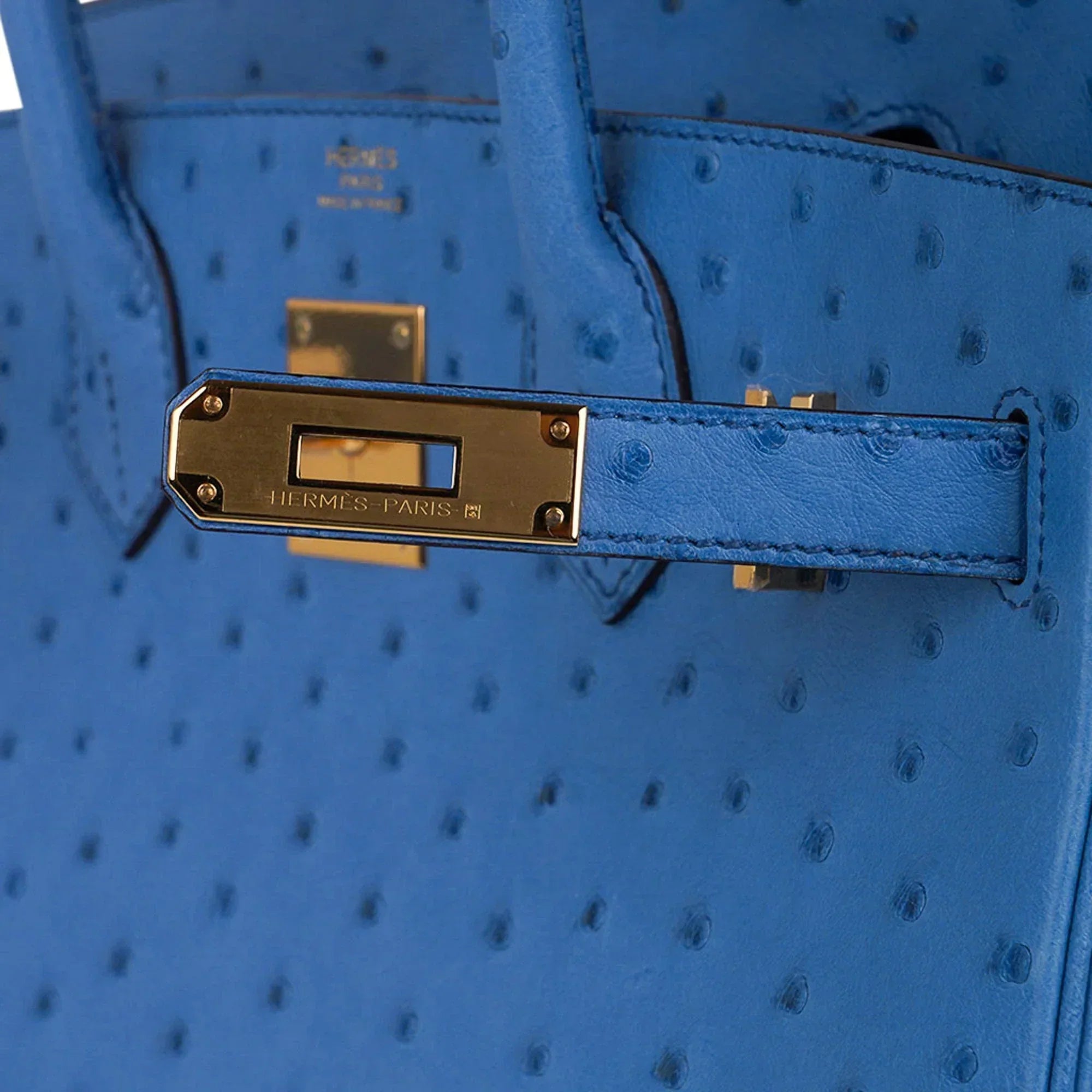 👜Birkin 30 Bag Bleu Mykonos Ostrich with Gold Hardware