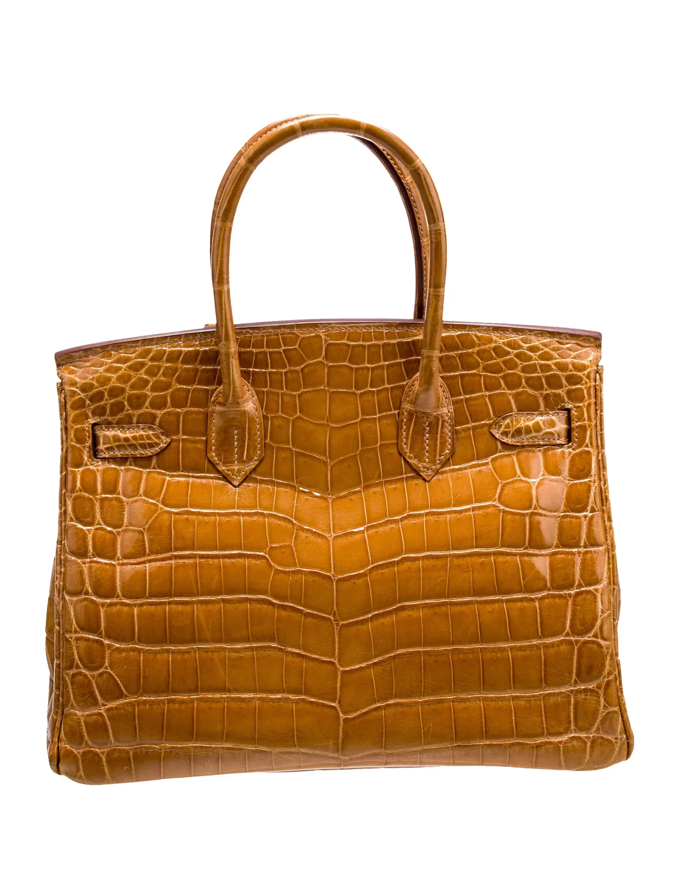 👜Birkin Shiny Niloticus Crocodile Cowhide Leather Gold Hardware
