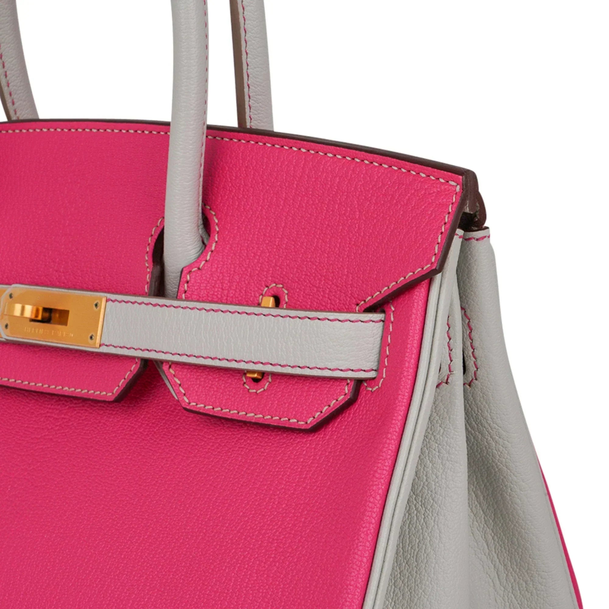 👜Special Order HSS Birkin 30 Bag Rose Shocking & Gris Perle Chevre Leather with Brushed Gold Hardware
