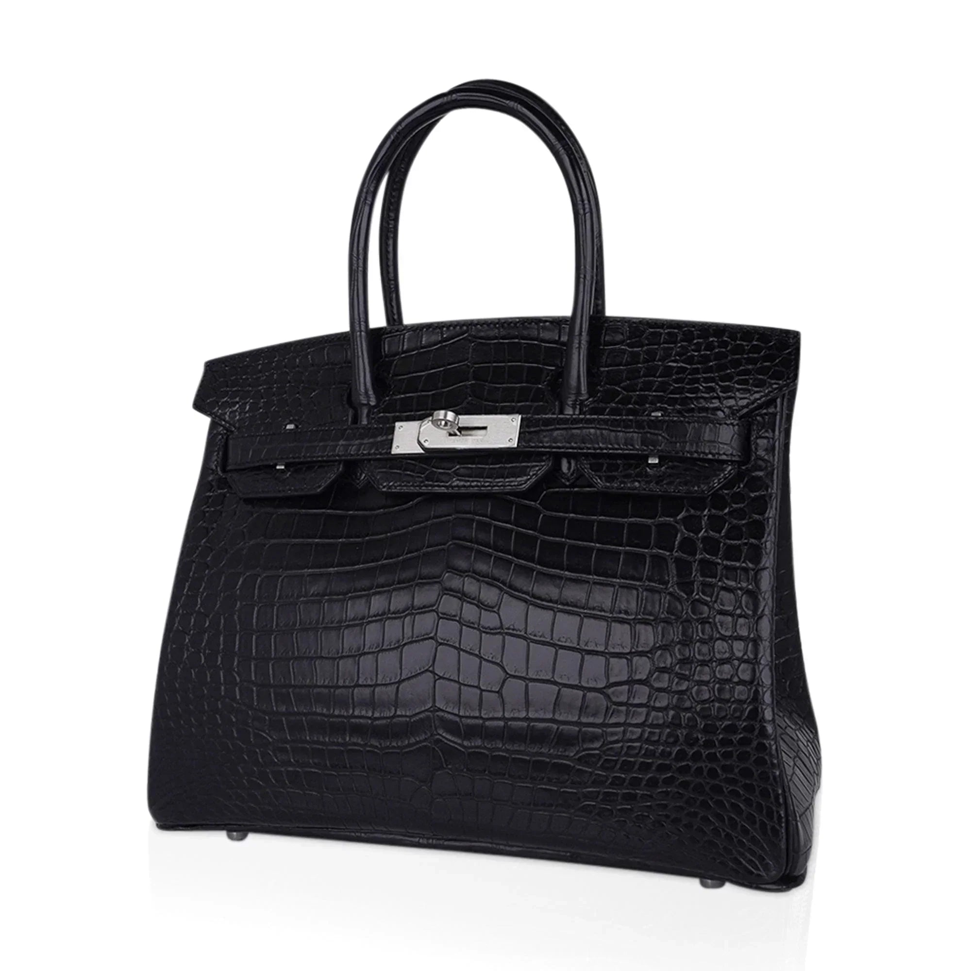 👜Birkin HSS 30 Matte Porosus Crocodile Black / Rose Pourpre Bag