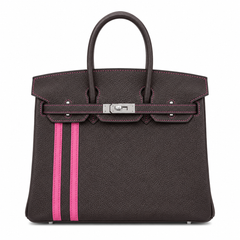 Mini Birkin 25cm Officier Edition in Chocolate Brown Togo & Pink Swift Calfskin