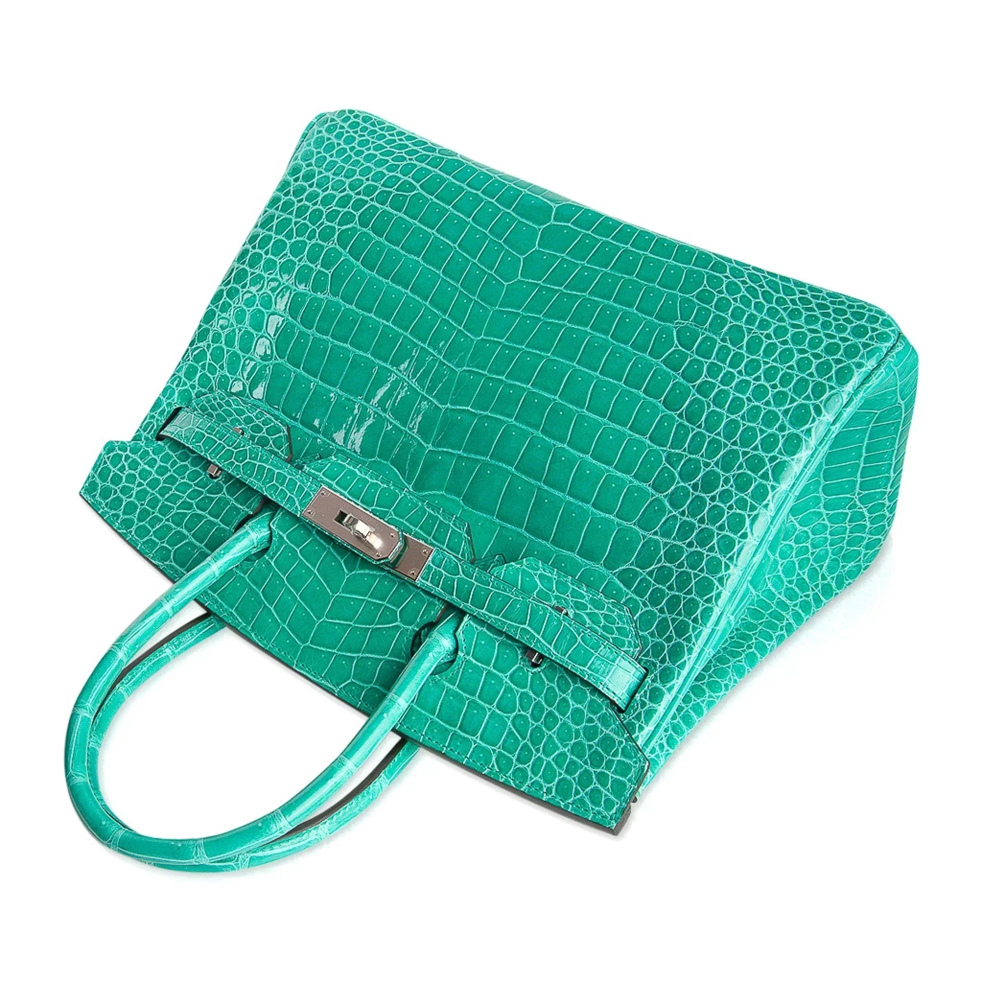👜Limited Edition Birkin 30 Bag Vert Jade Porosus Crocodile with Palladium Hardware