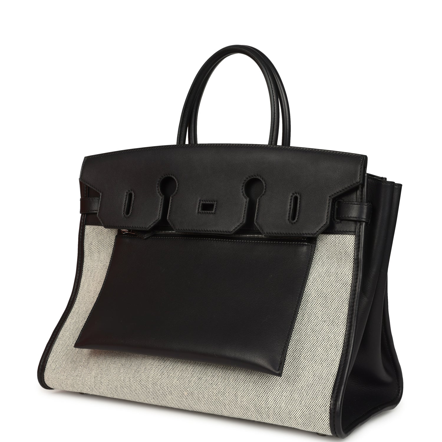 👜Birkin 35 A L'Envers Black-Ecru Toile H Canvas and Black Volupto Palladium Hardware