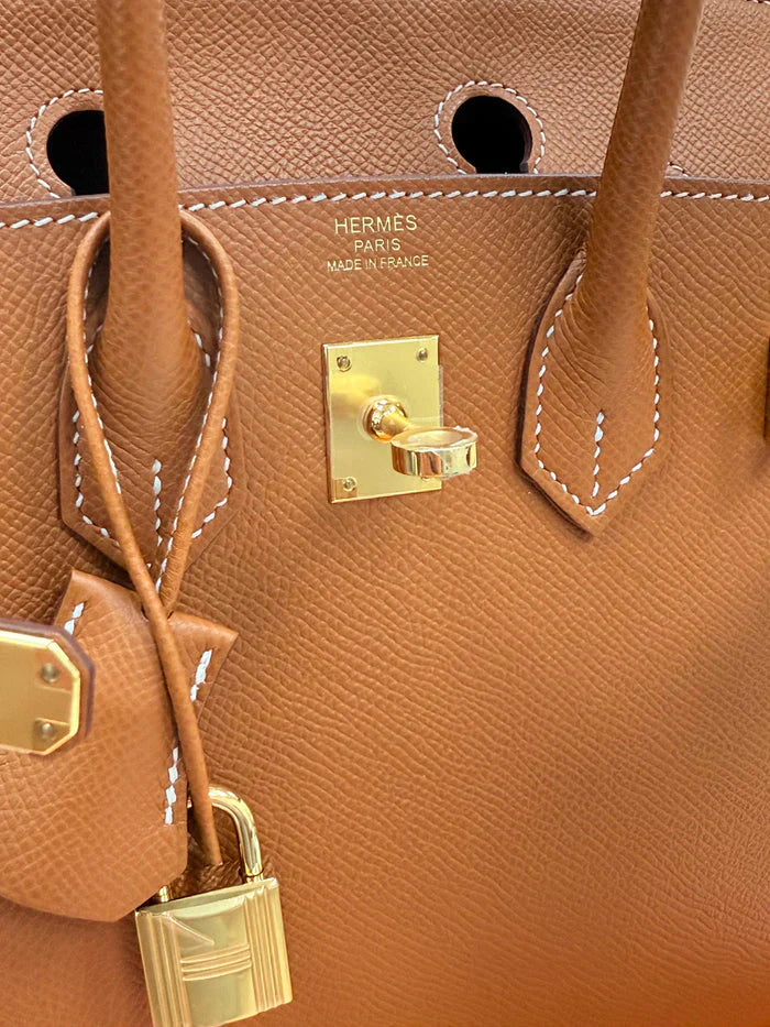 👜Birkin Sellier 25 Gold Epsom Leather Rolled Handles Gold Hardware Handbag
