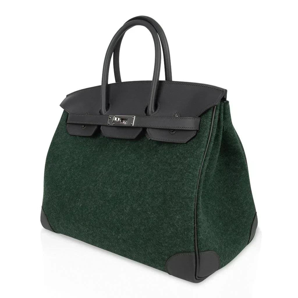 👜Birkin 35 Limited Edition Bi-Color Vert Anglais Feutre Vert Cypress Swift
