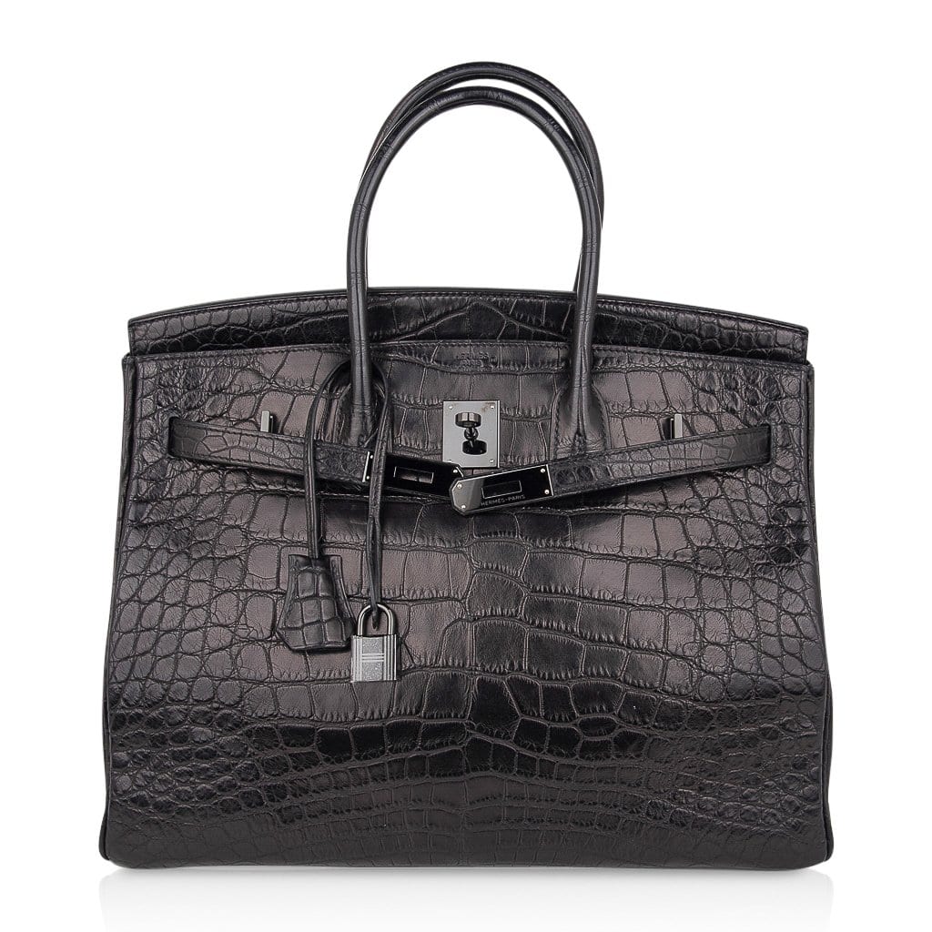 👜Birkin 35 Bag So Black Limited Edition Matte Black Alligator