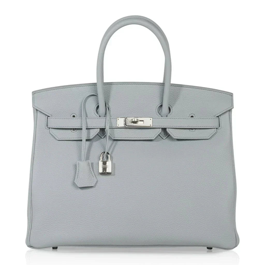 👜Birkin 35 Bag Blue Bleu Pale Togo Palladium Hardware