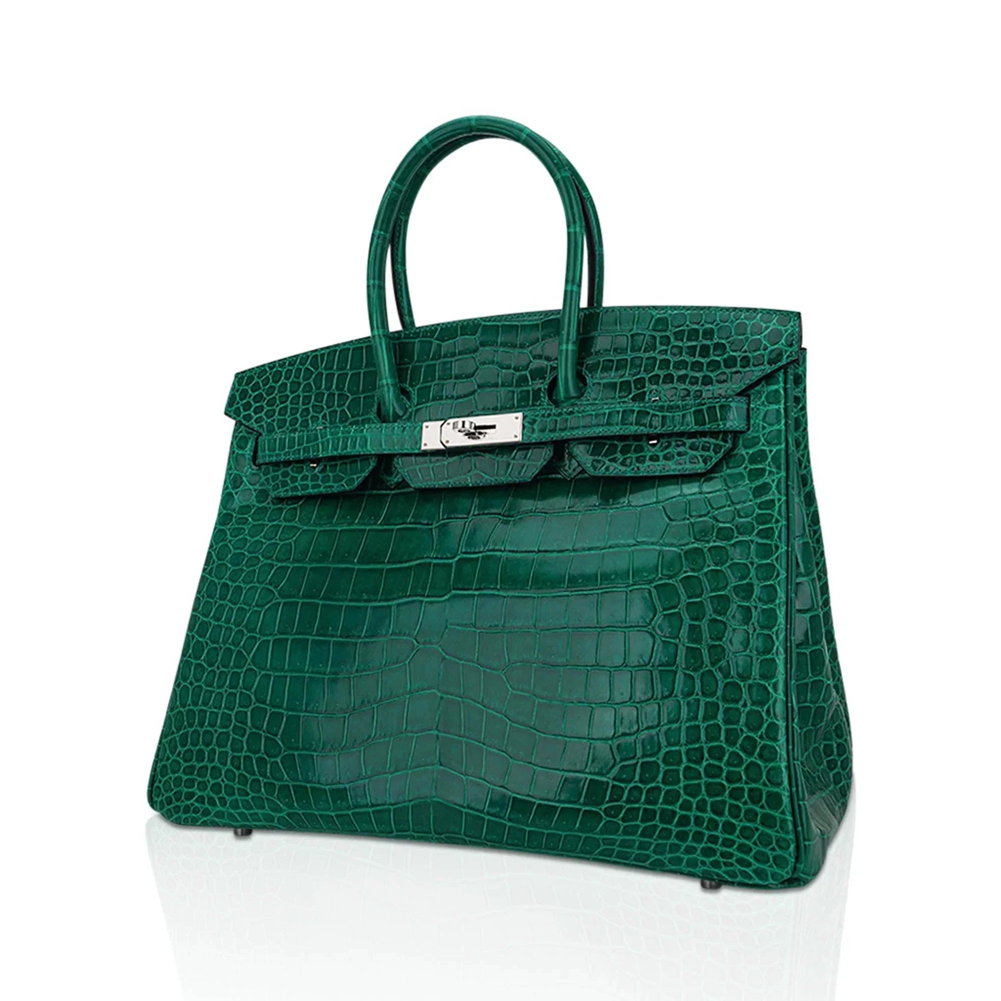 👜Birkin 35 Bag Emerald Porosus Crocodile with Palladium Hardware