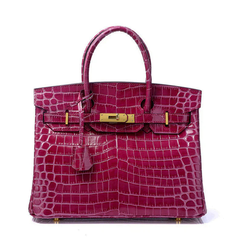 👜Birkin 30 Smooth Croc Print Genuine Leather Top Handle Bags