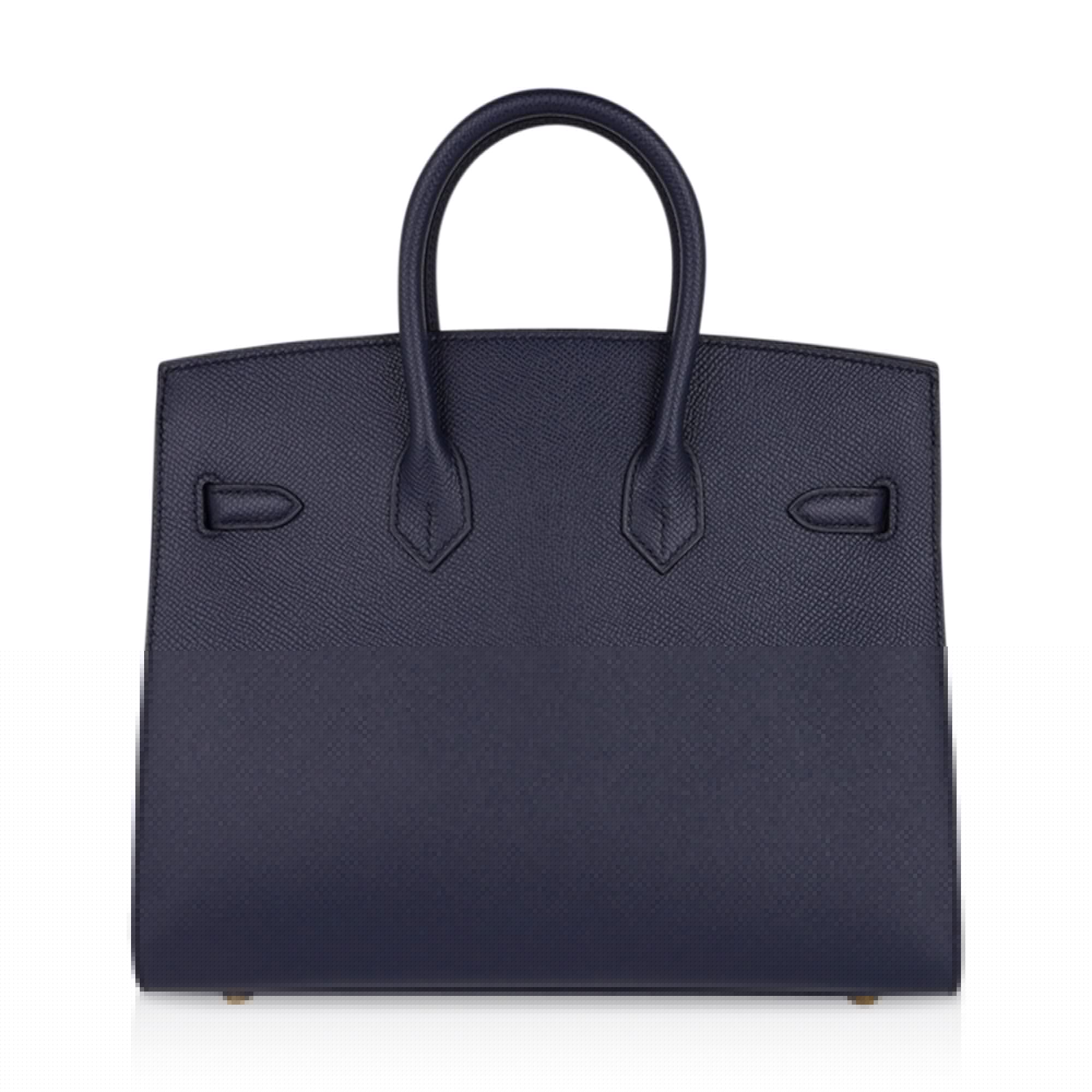 👜Birkin 25 Sellier Bag Bleu Indigo Gold Hardware Epsom Leather New w/Box