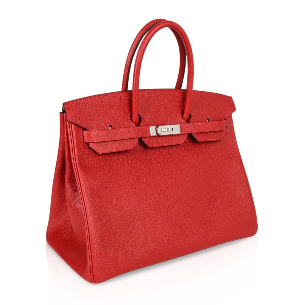 👜Birkin 35 Bag Rouge Casaque Lipstick Red Epsom Palladium new