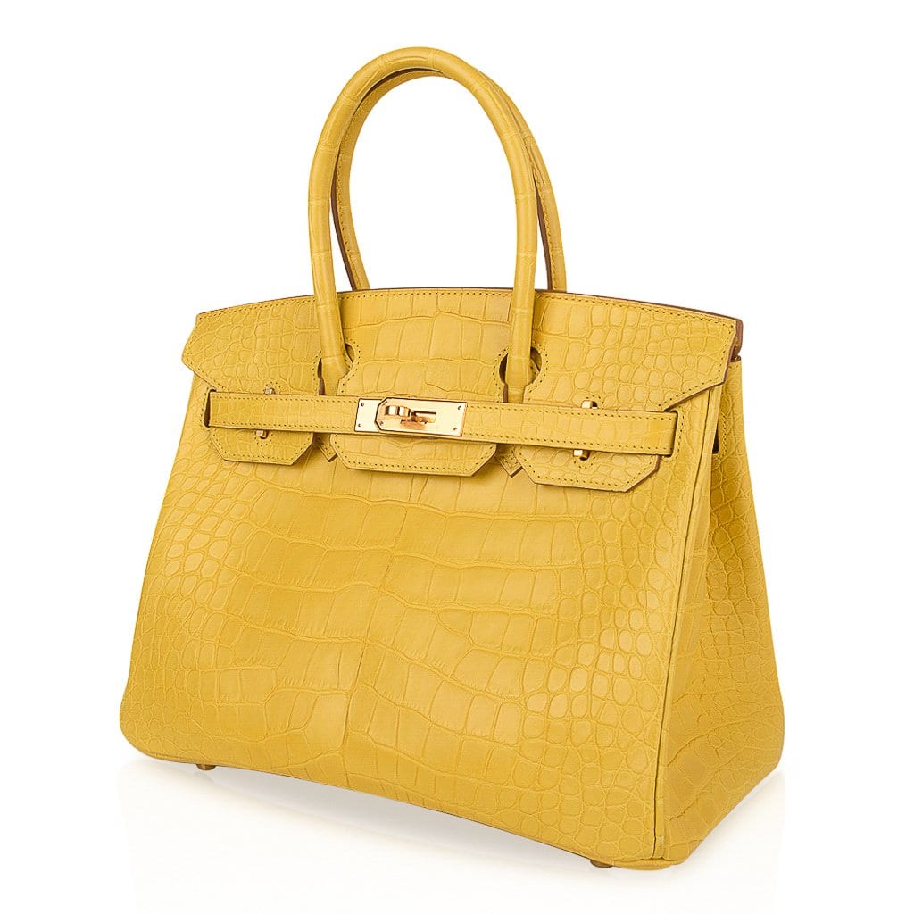 👜Birkin 30 Bag Mimosa Matte Alligator Gold Hardware