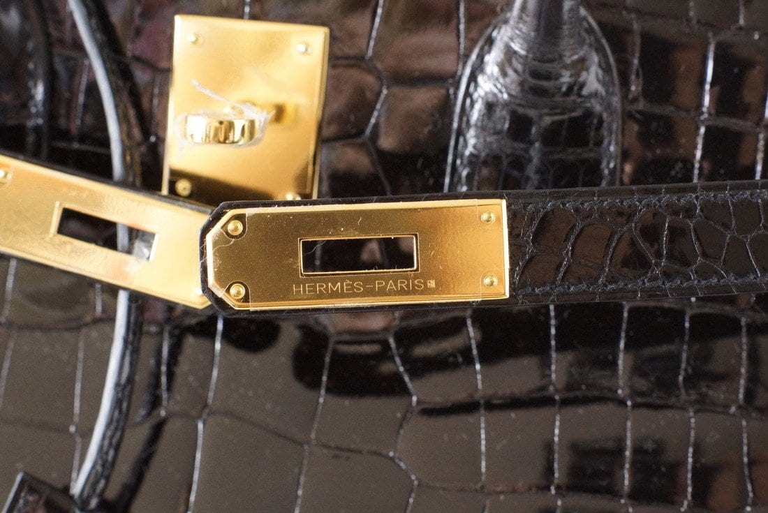 👜Birkin 35 Black Porosus Crocodile with Gold Hardware