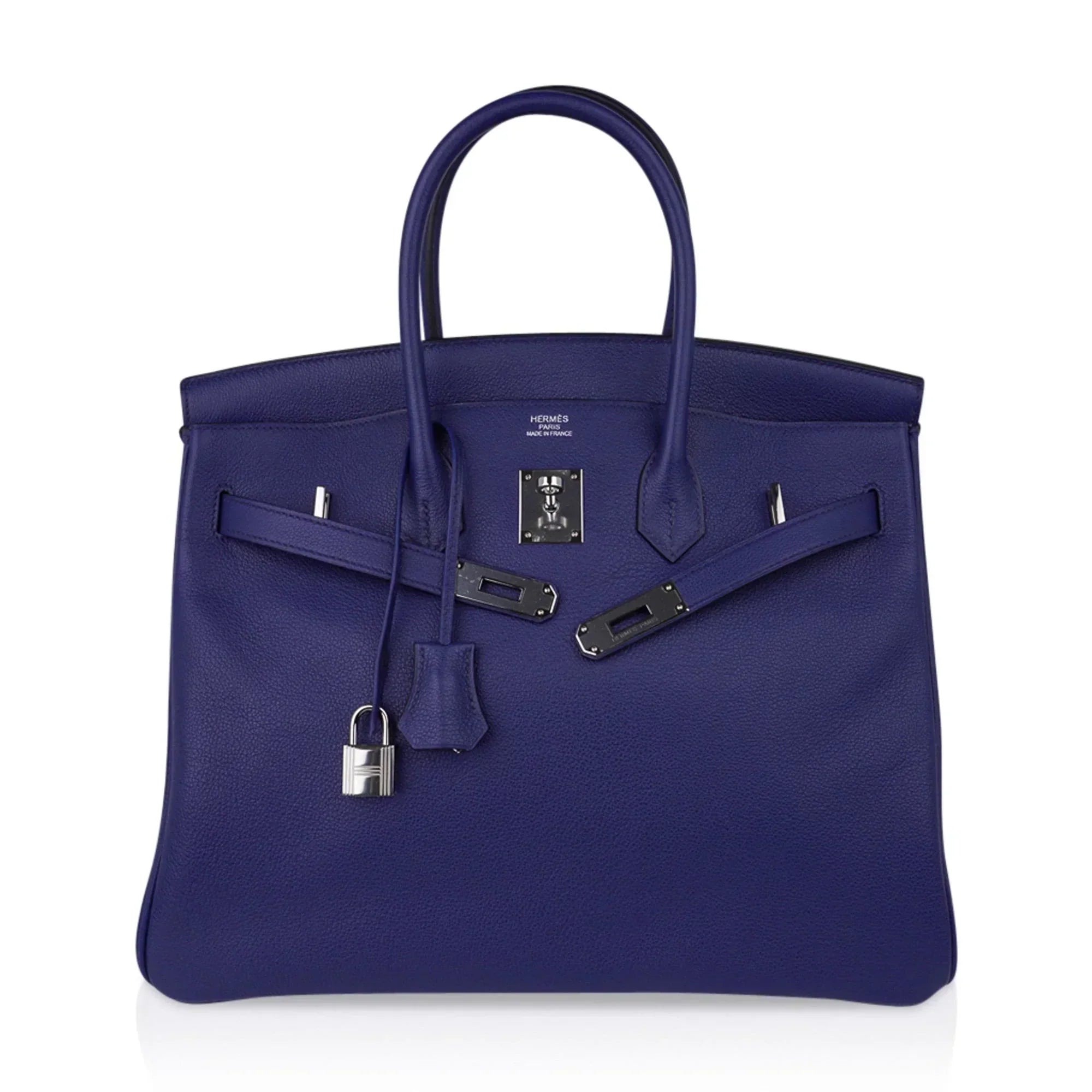 👜Limited Edition Birkin 35 Bag Blue Sapphire Taurillon Novillo Leather & Toile Sea Surf & Fun