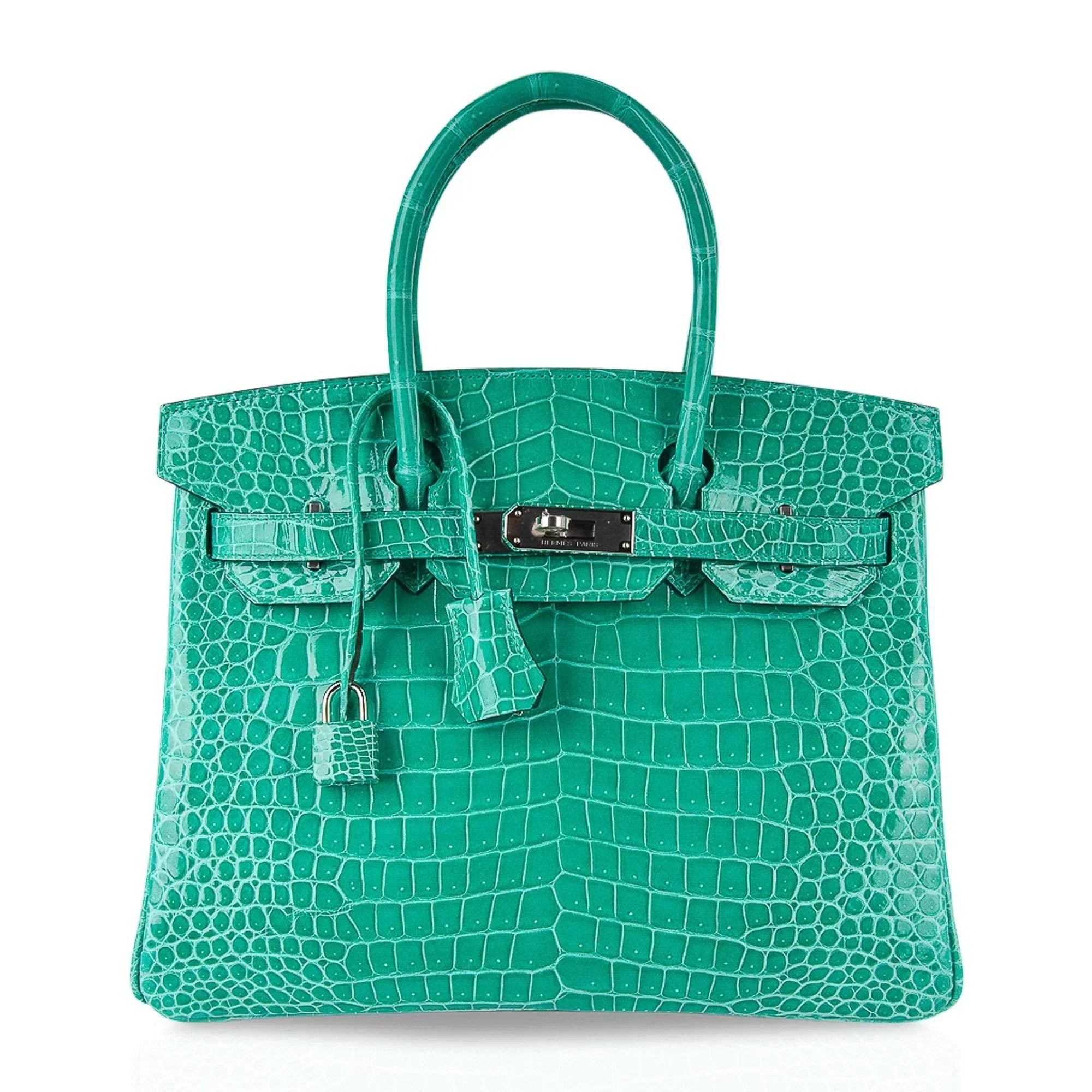👜Limited Edition Birkin 30 Bag Vert Jade Porosus Crocodile with Palladium Hardware