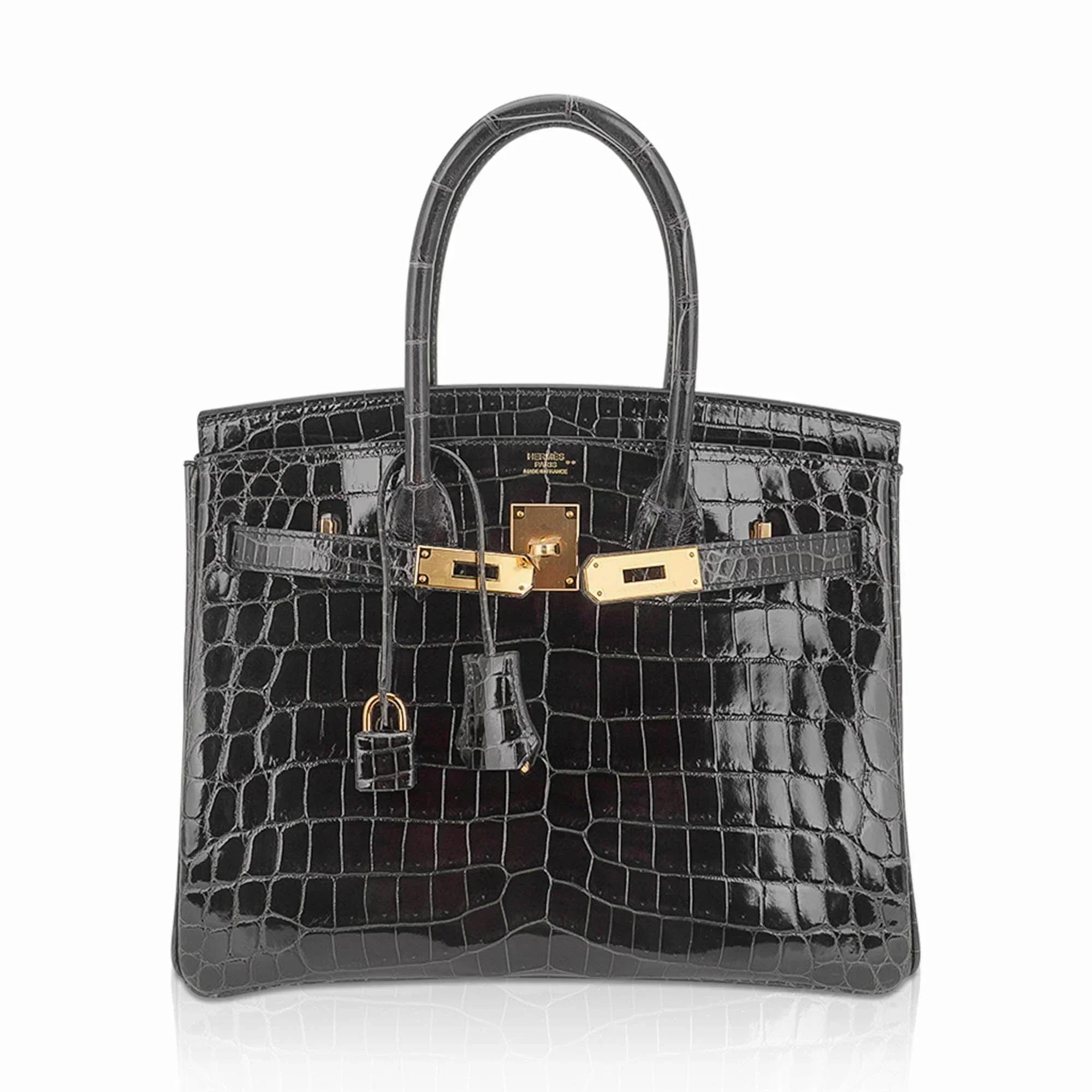 👜Birkin Bag, Crocodile-Grain Top-Grain Cowhide Leather, In-Seam Gold Hardware