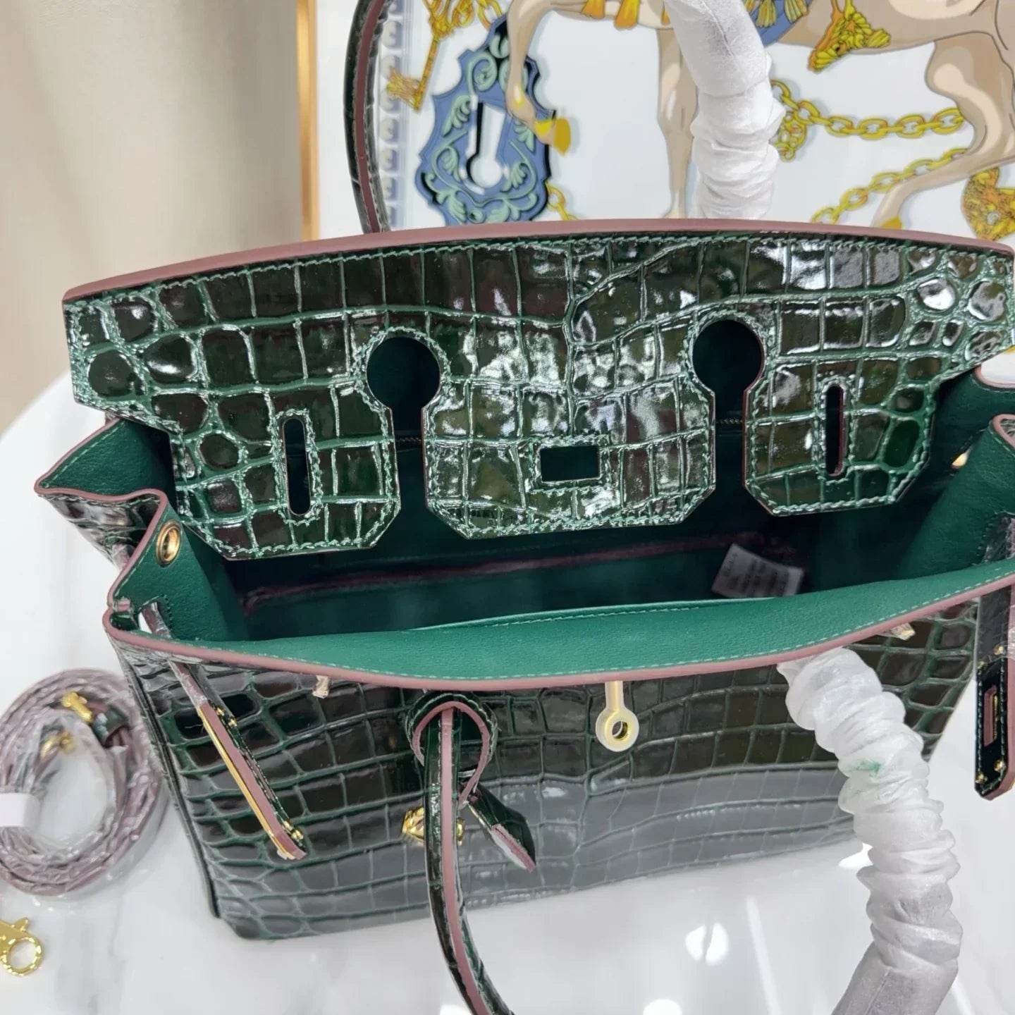 👜Birkin Vert Titien Matte Alligator Gold Hardware