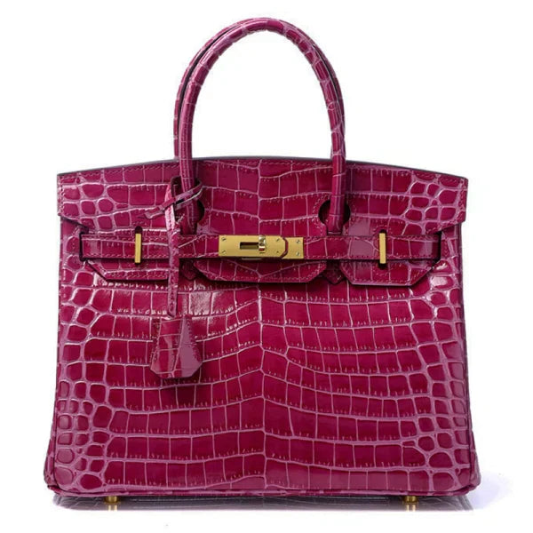 👜Birkin 30 Smooth Croc Print Genuine Leather Top Handle Bags