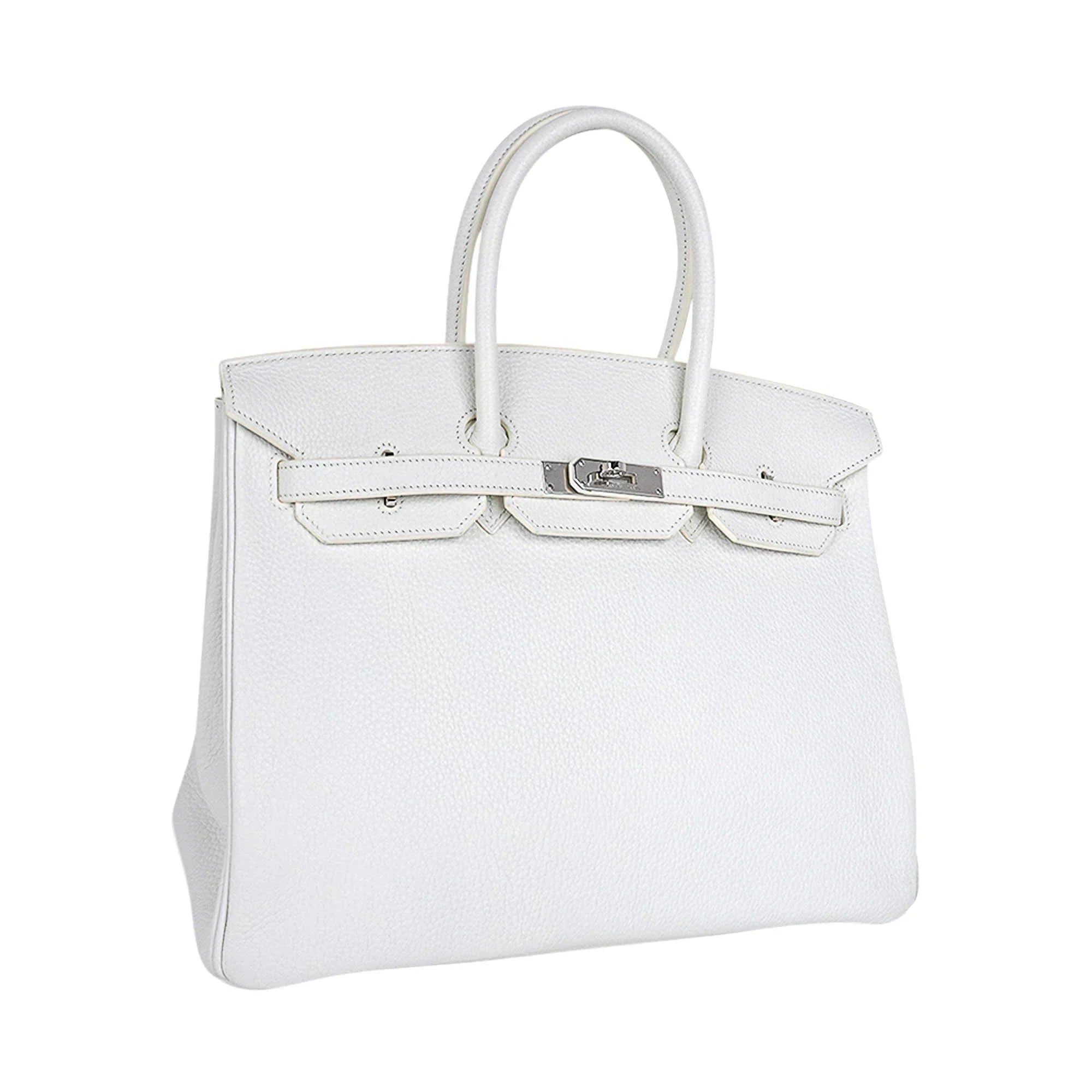 👜Birkin 35 Bag White Clemence Leather with Palladium Hardware
