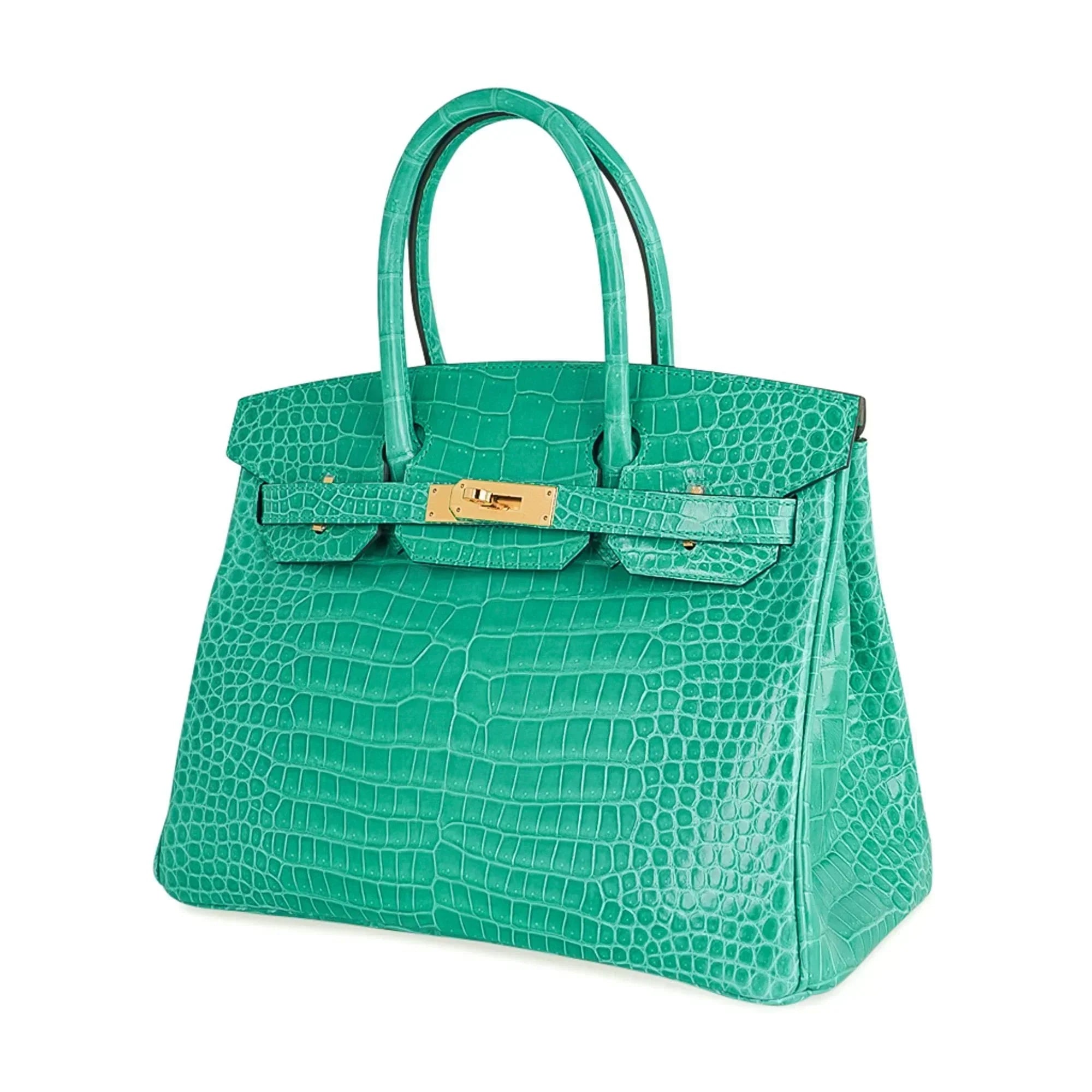👜Birkin 30 Bag Jade Porosus Crocodile Gold Hardware