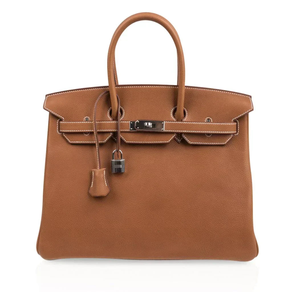 👜Limited Edition Birkin 35 Bag Fauve Barenia Faubourg Leather with Palladium Hardware