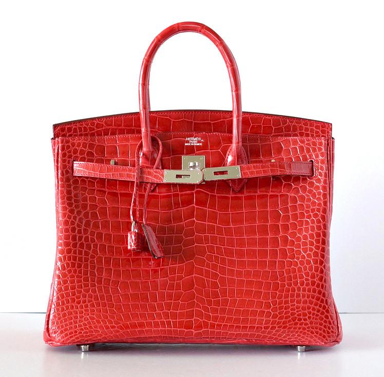👜Birkin 35 Bag Porosus Crocodile Bougainvillea Palladium