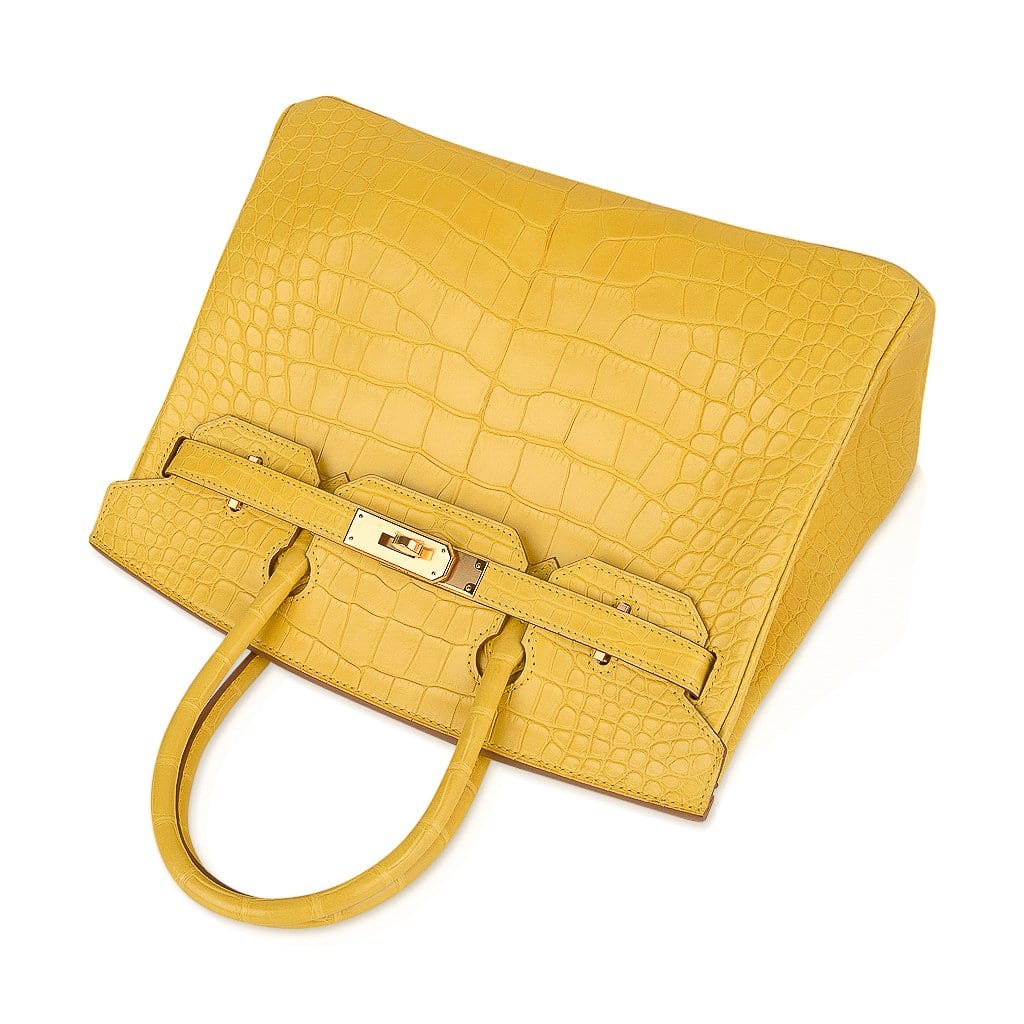 👜Birkin 30 Bag Mimosa Matte Alligator Gold Hardware