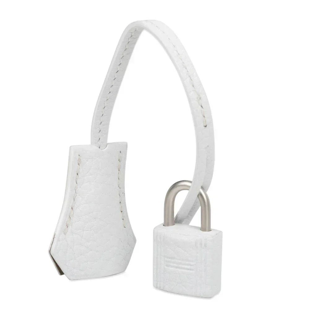 👜Birkin 25 Bag HSS White Clemence Trench Interior Brushed Palladium Hardware