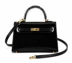 Kelly Sellier 19cm & 22cm & 25cm Noir Box Calf Leather Gold Hardware & Palladium Hardware Women Handbag