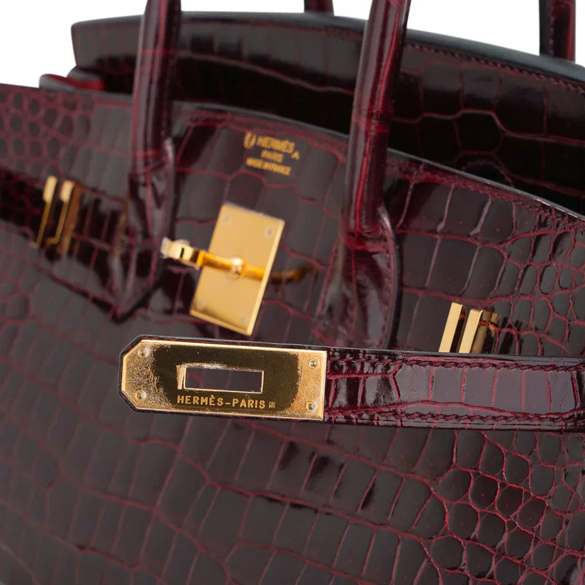 👜Birkin 35 Bag Bordeaux Porosus Crocodile with Gold Hardware