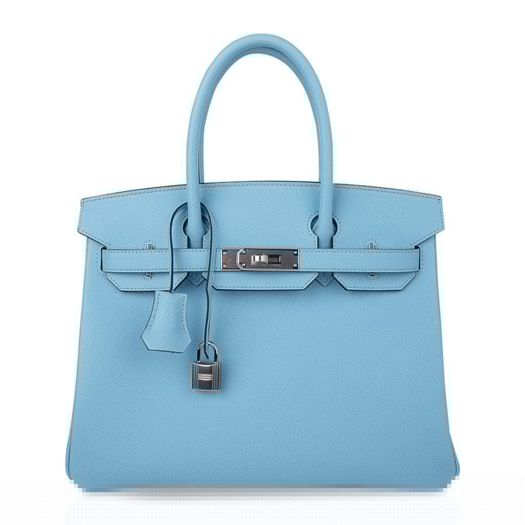 👜Birkin 30 Bag Blue Celeste Epsom Palladium Hardware New