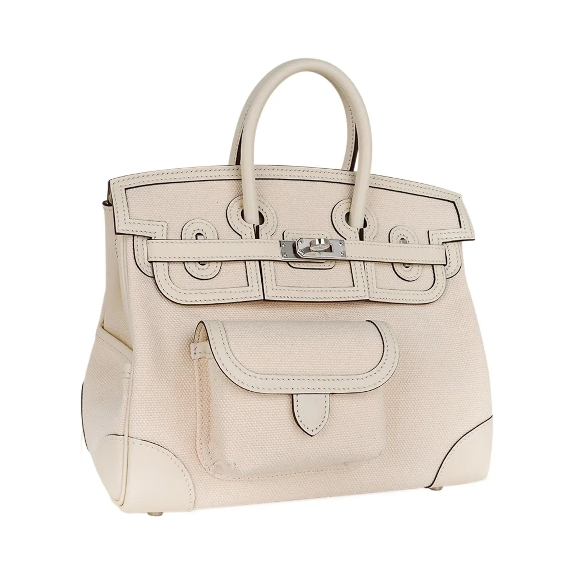 👜Birkin 25 Cargo Nata Toile Goeland Bag Swift Leather Trim Limited Edition
