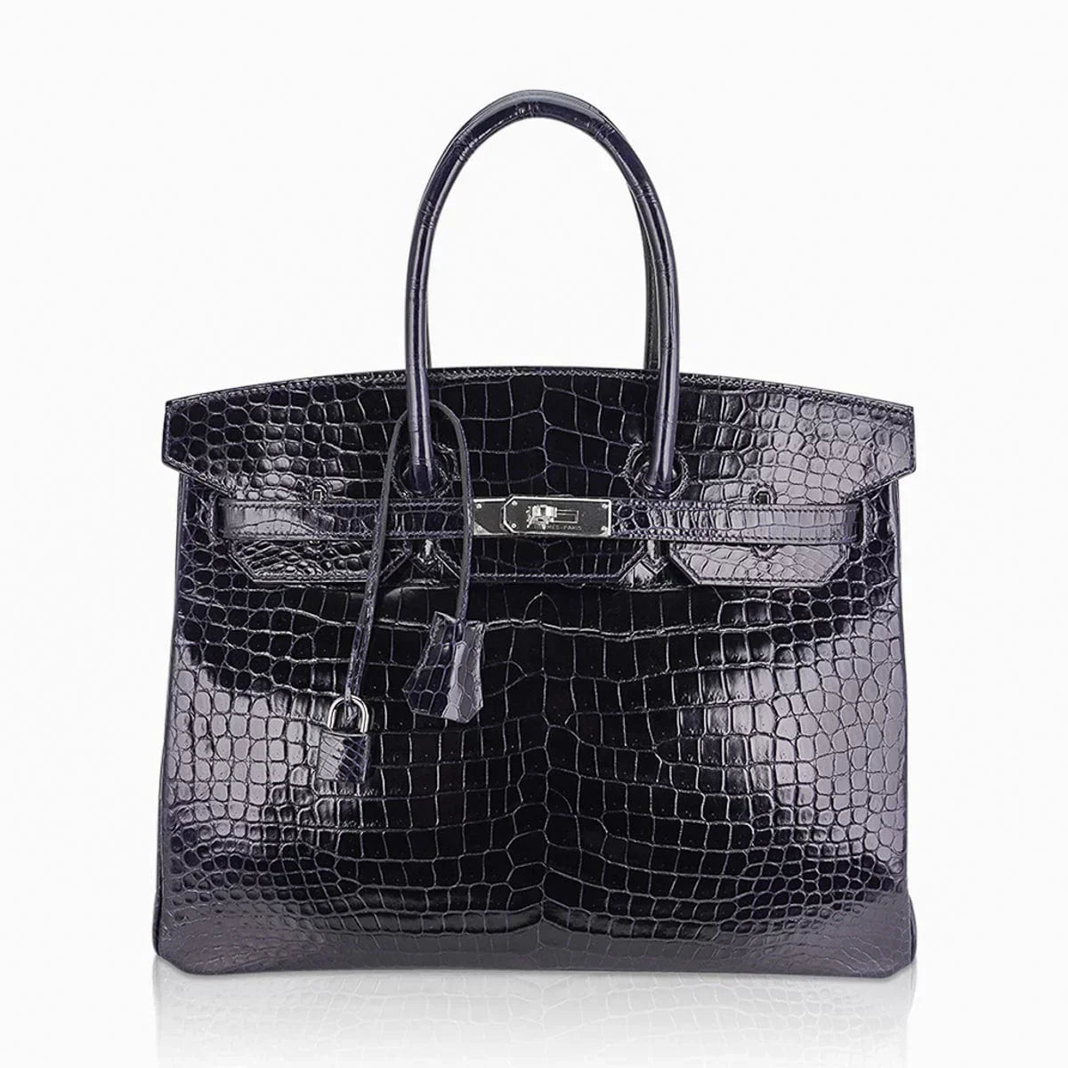 👜Birkin 35 Bag Blue Marine Porosus Crocodile with Palladium Hardware