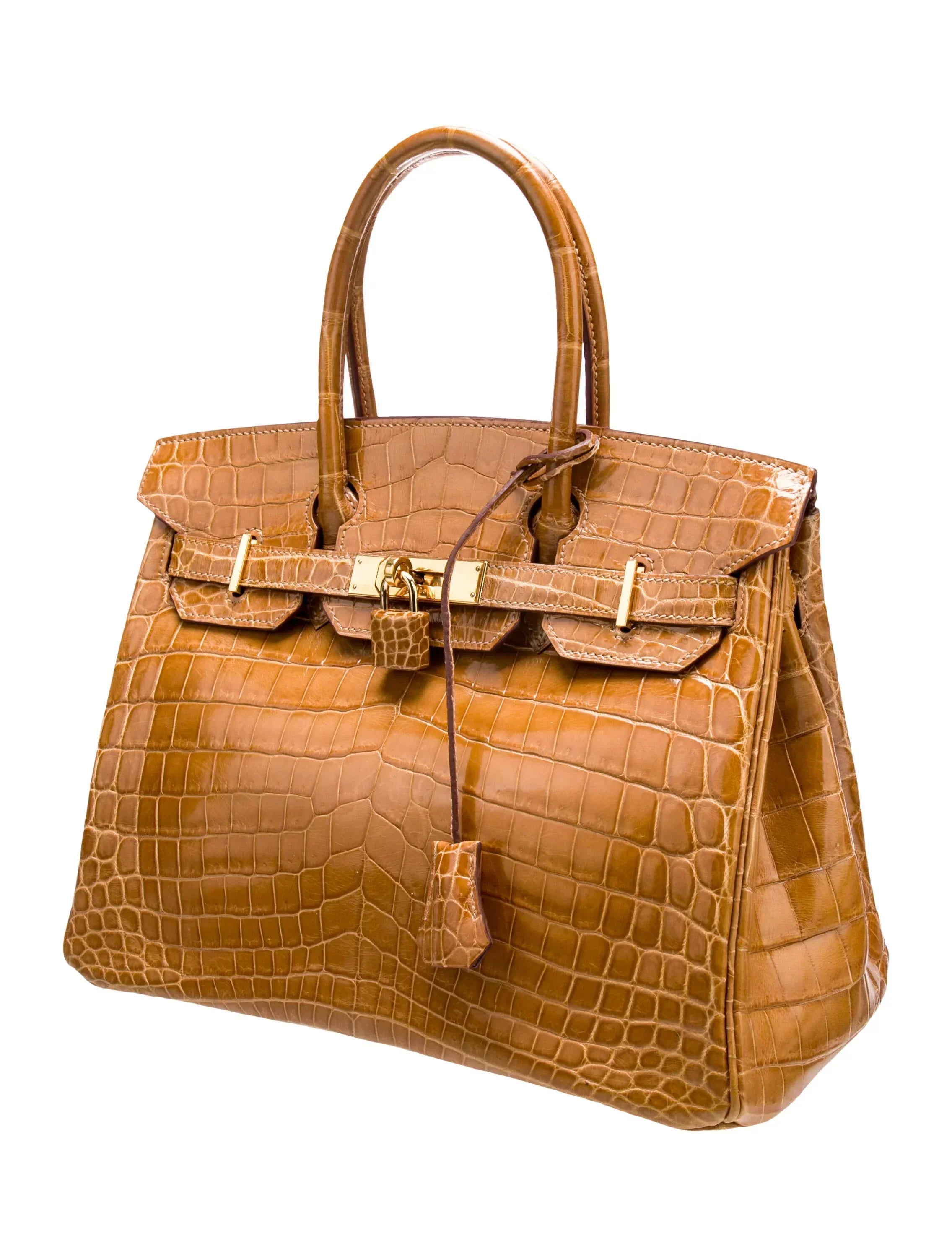 👜Birkin Shiny Niloticus Crocodile Cowhide Leather Gold Hardware