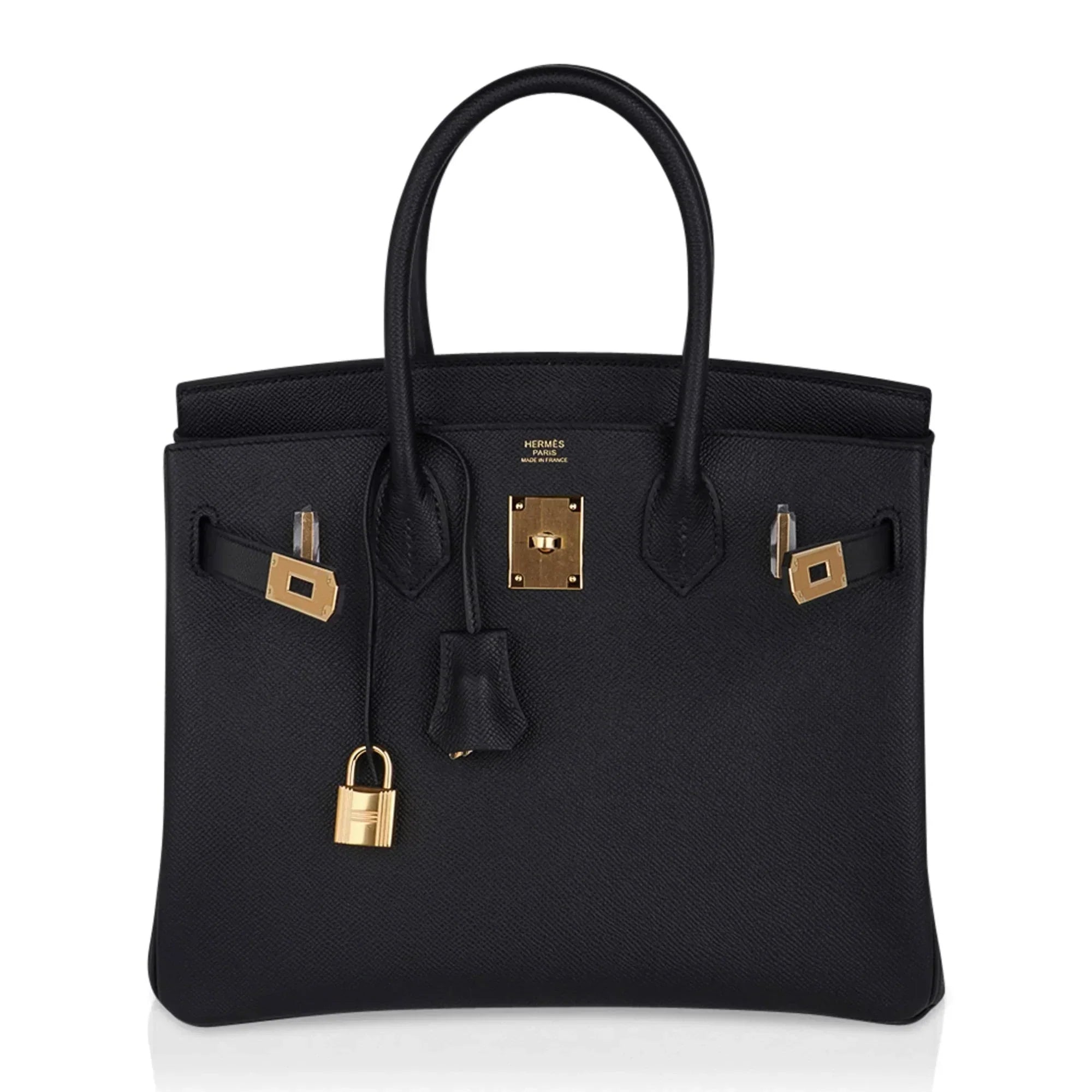 👜Birkin 30 Bag Black Gold Hardware Epsom Leather New w/ Box