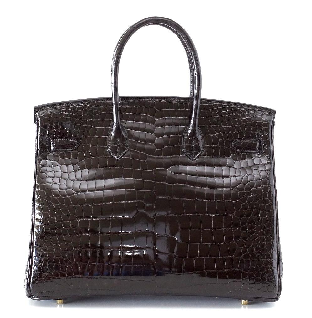 👜Birkin 35 Black Porosus Crocodile with Gold Hardware