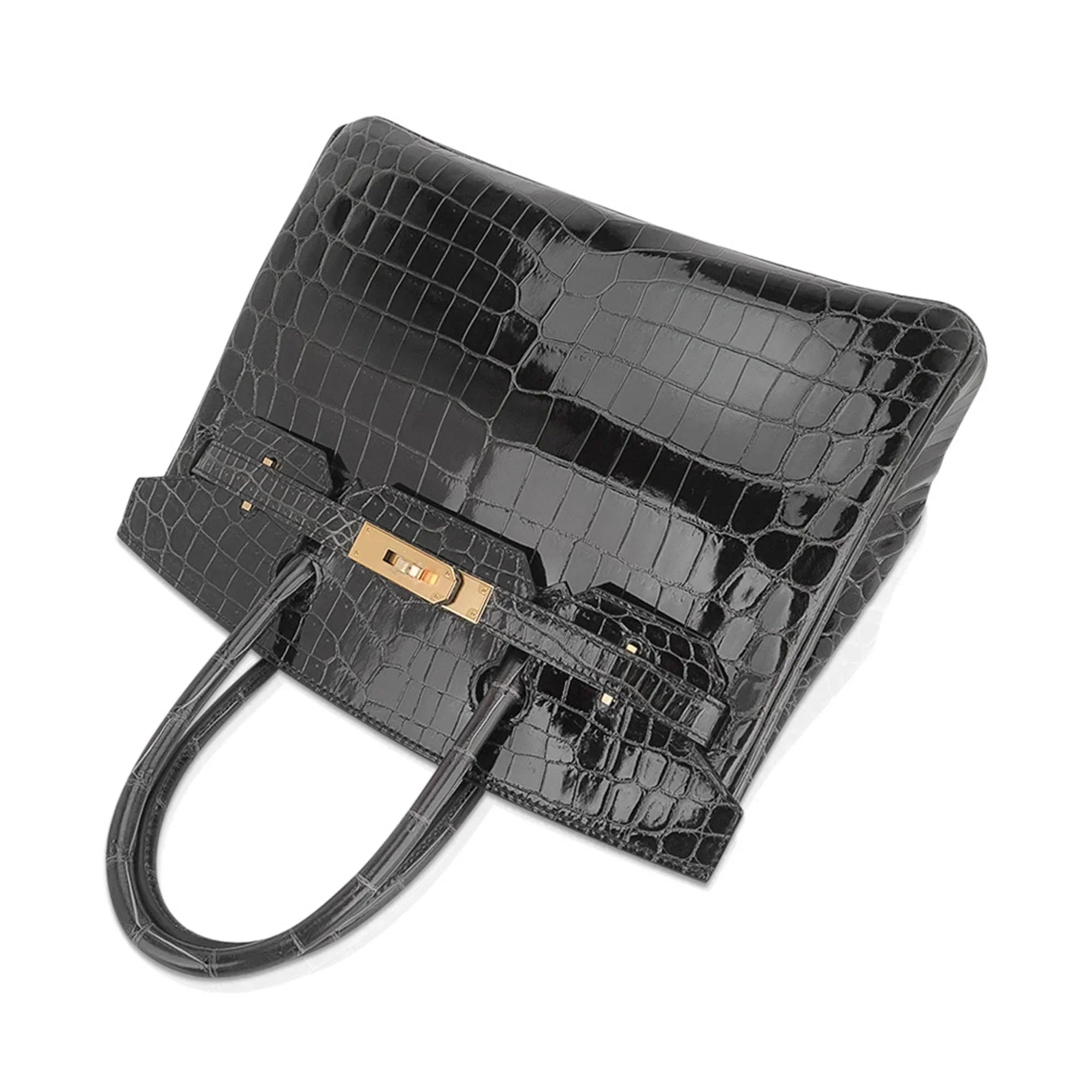 👜Birkin 30 Bag Graphite Niloticus Crocodile with Gold Hardware