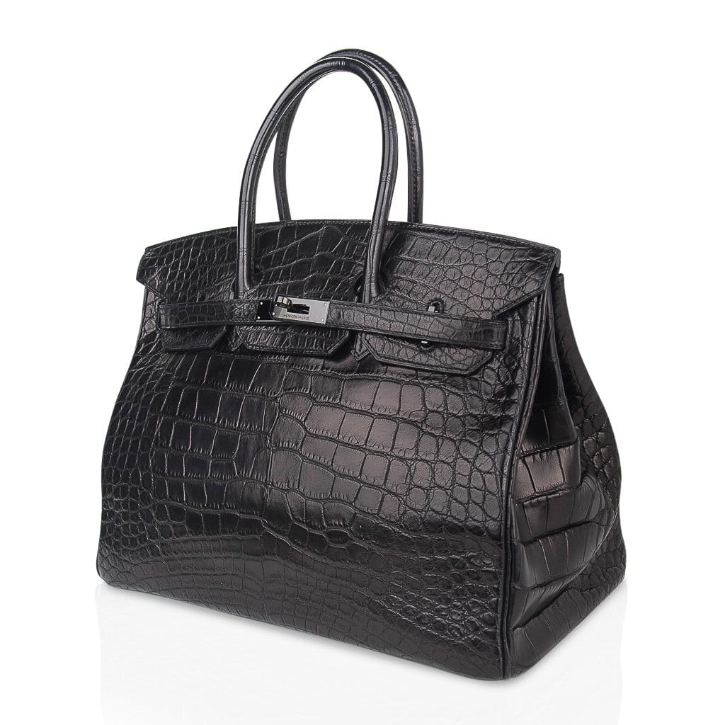 👜Birkin 35 Bag So Black Limited Edition Matte Black Alligator
