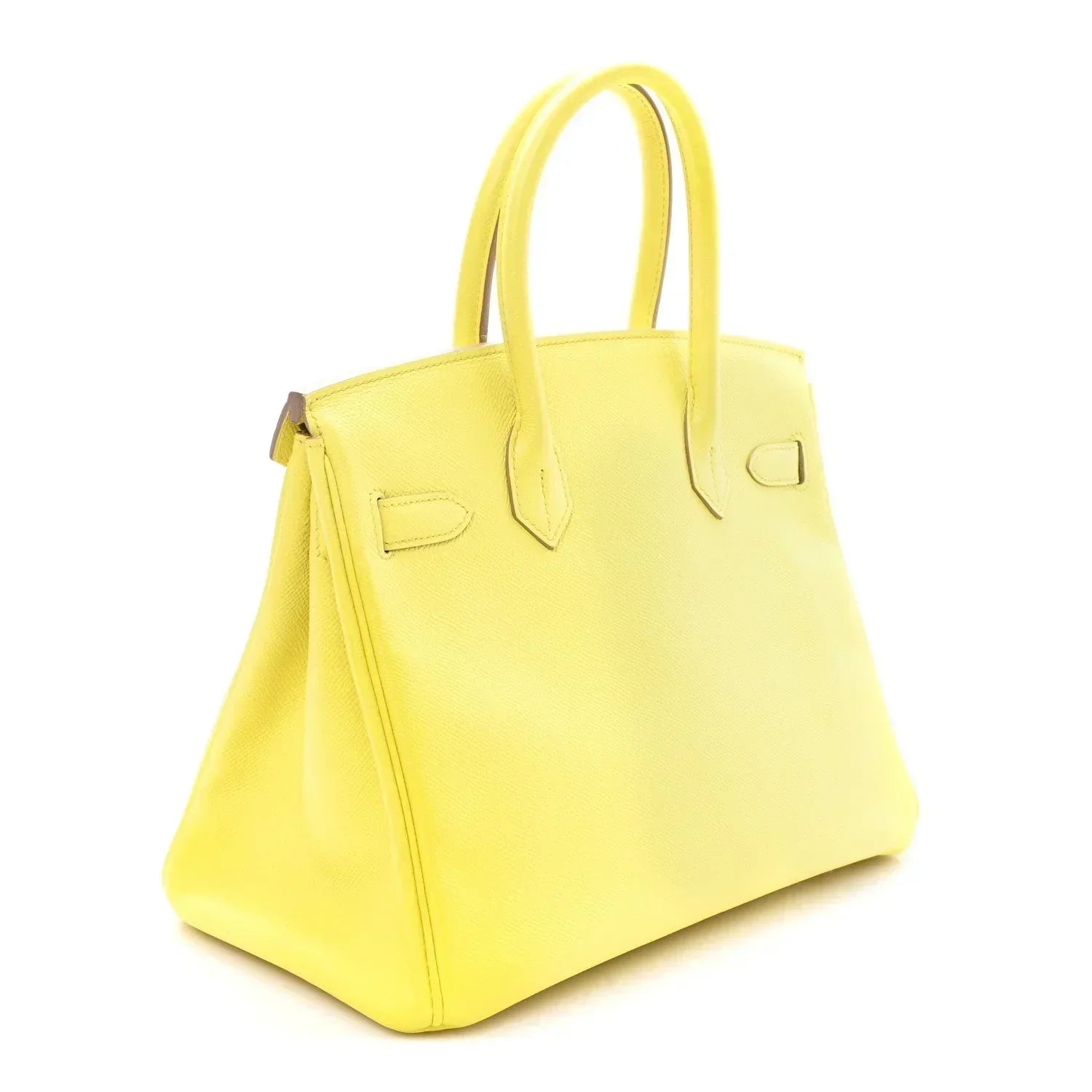 👜Birkin25 Sellier Jaune Milton Veau Epsom Silver Handbag