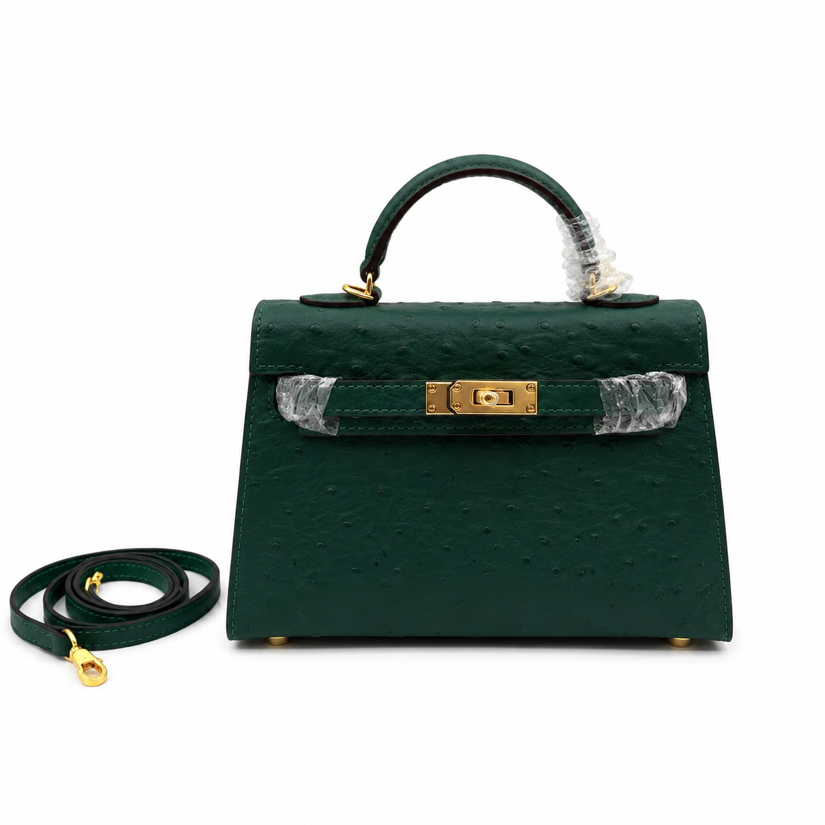 Mini Kelly II Sellier 19cm Vert Cypress Epsom Leather Gold Hardware Mini Women Handbag