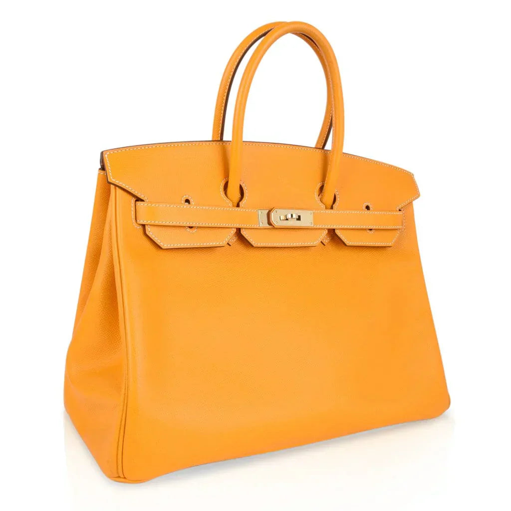 👜Birkin 35 Bag Yellow Jaune D’Or Candy Limited Edition Epsom Permabrass