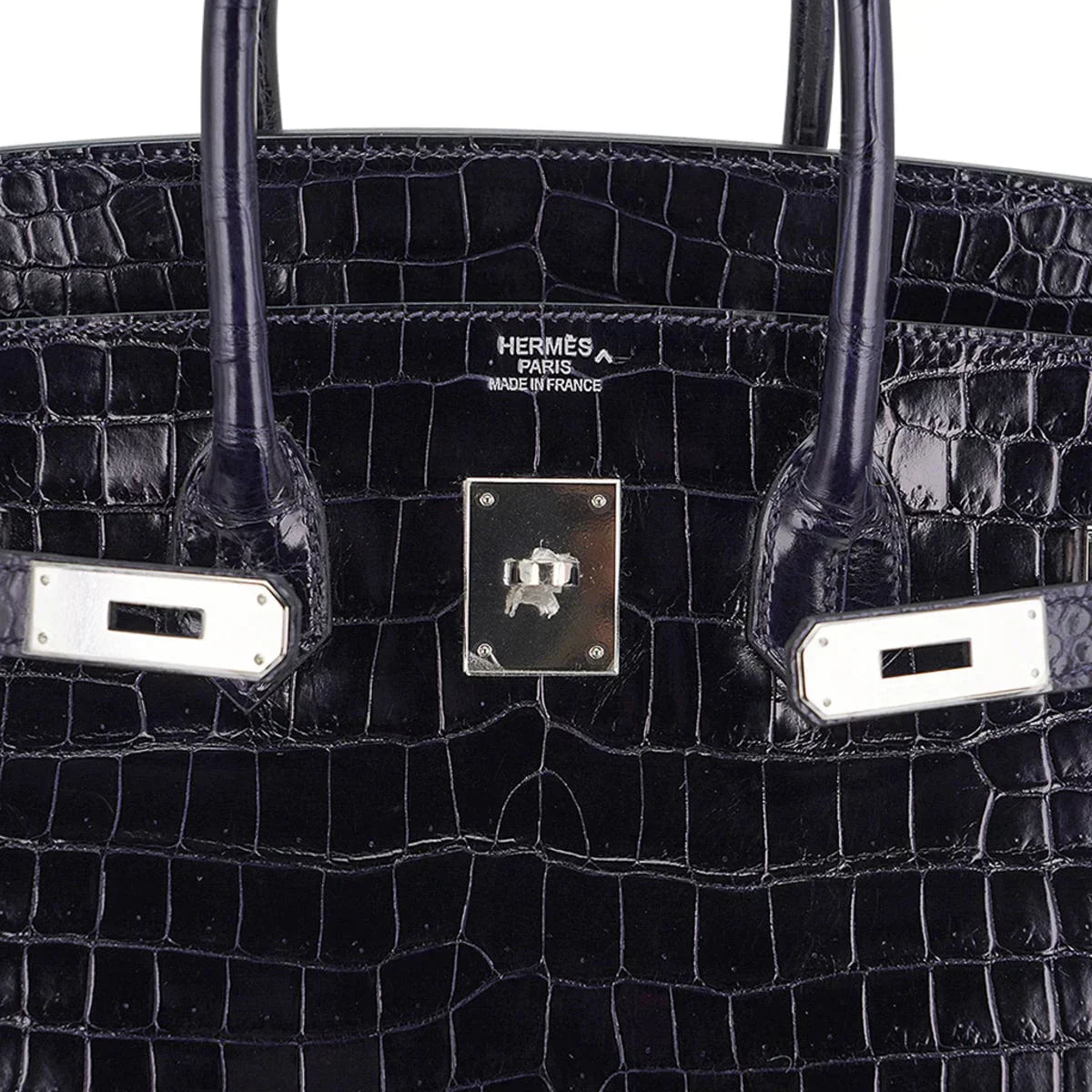 👜Birkin 35 Bag Blue Marine Porosus Crocodile with Palladium Hardware