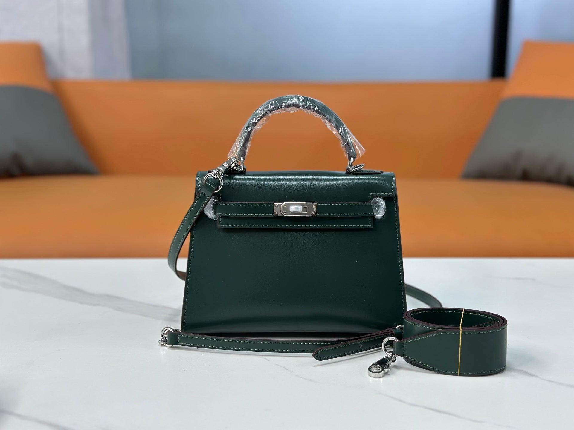 Kelly Sellier 19cm & 22cm & 25cm Vert Fonce Box Calf Leather Gold Hardware & Palladium Hardware Women Handbag