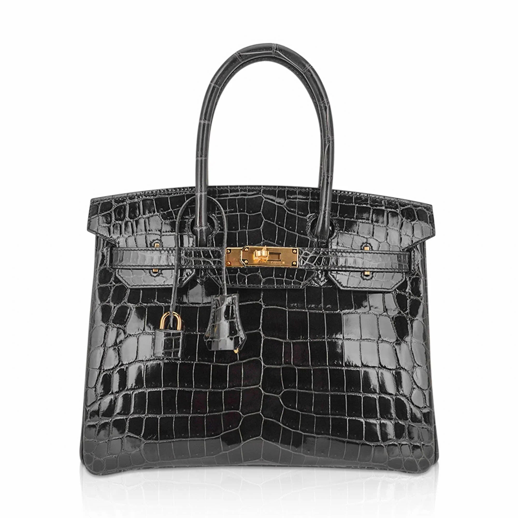 👜Birkin 30 Bag Graphite Niloticus Crocodile with Gold Hardware