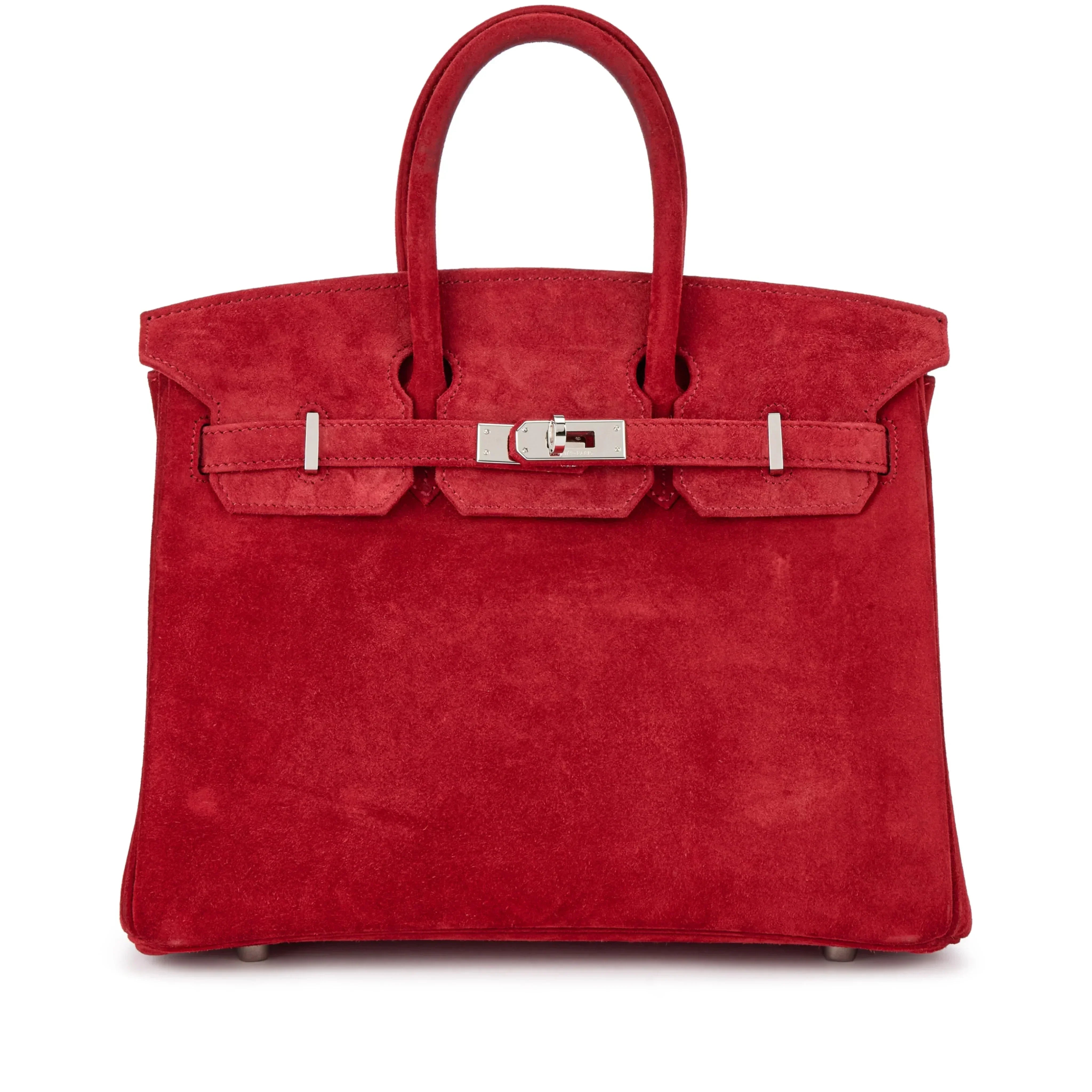 👜Birkin 25 Palladium Hardware Rouge Vif Doblis