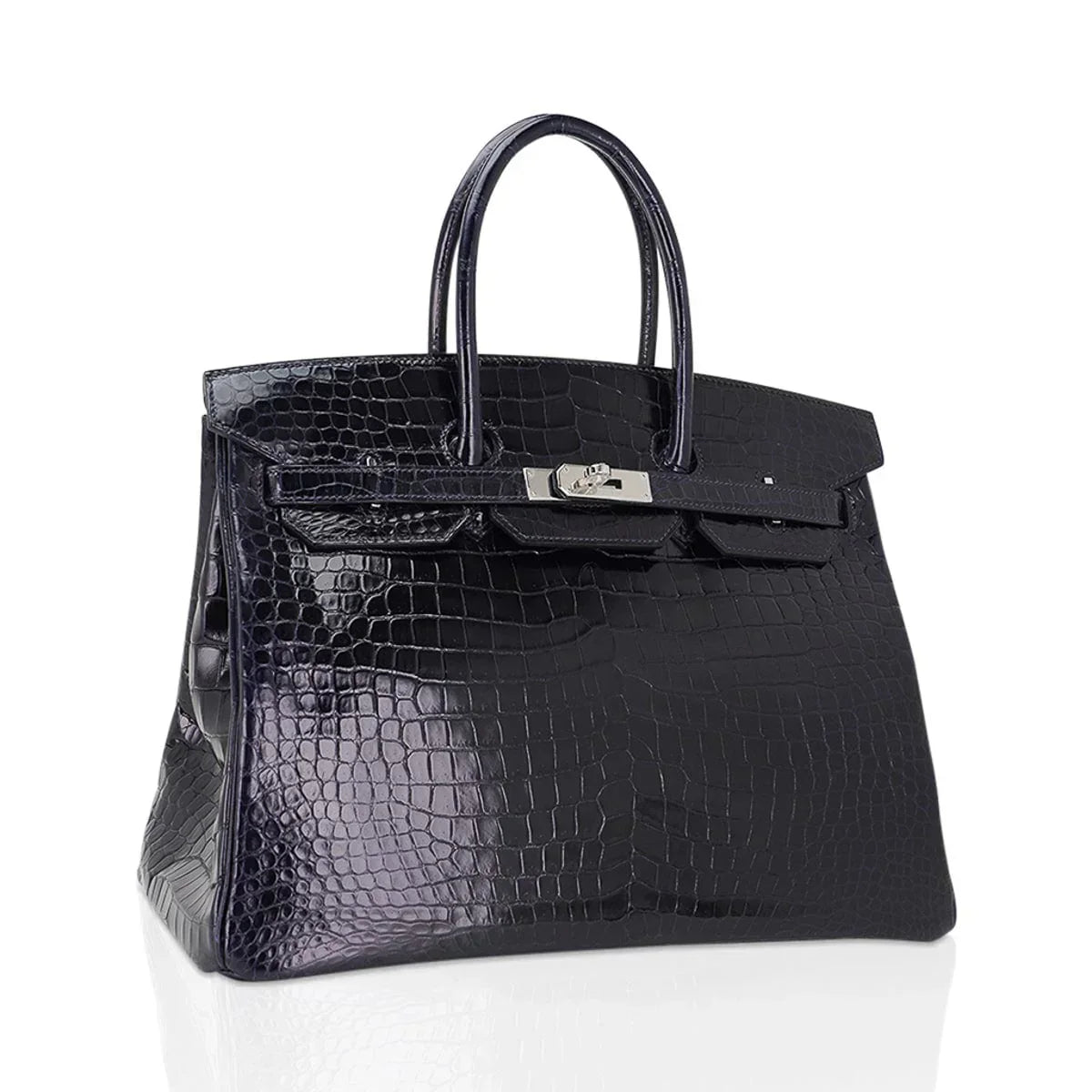 👜Birkin 35 Bag Blue Marine Porosus Crocodile with Palladium Hardware