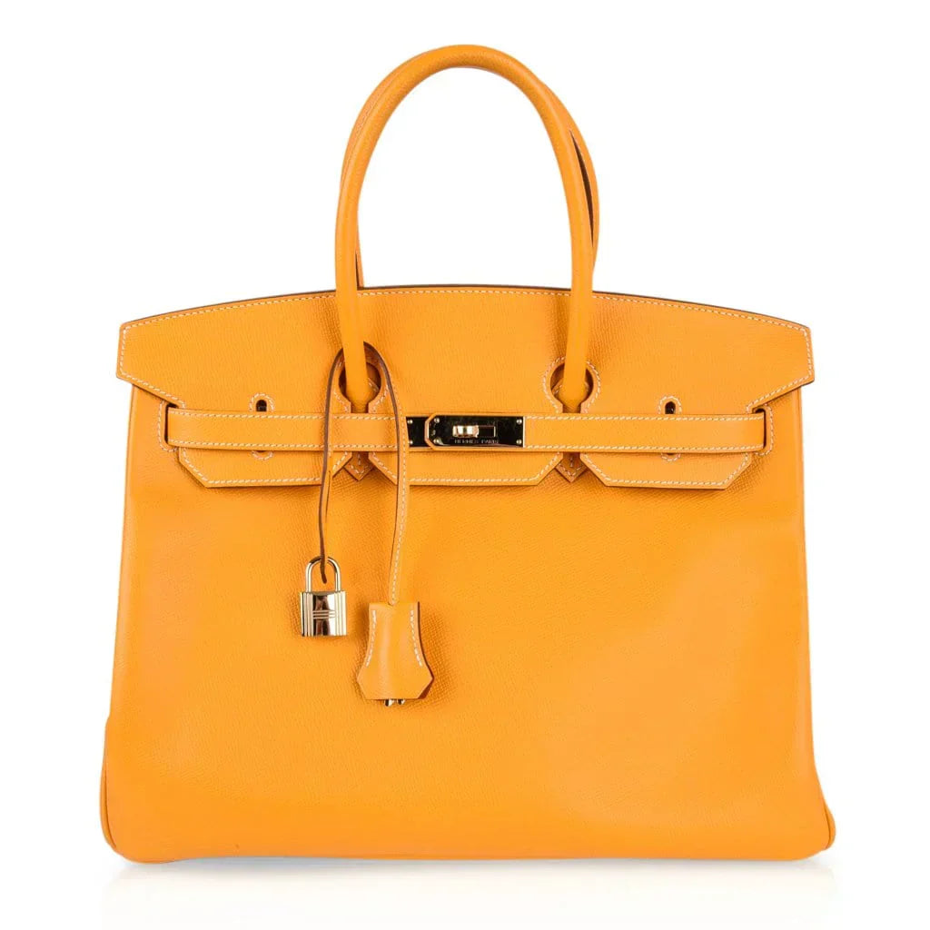 👜Birkin 35 Bag Yellow Jaune D’Or Candy Limited Edition Epsom Permabrass