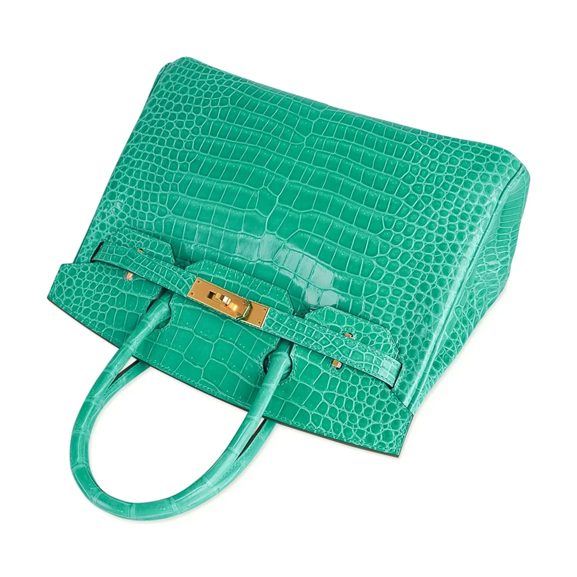 👜Birkin 30 Bag Jade Porosus Crocodile Gold Hardware