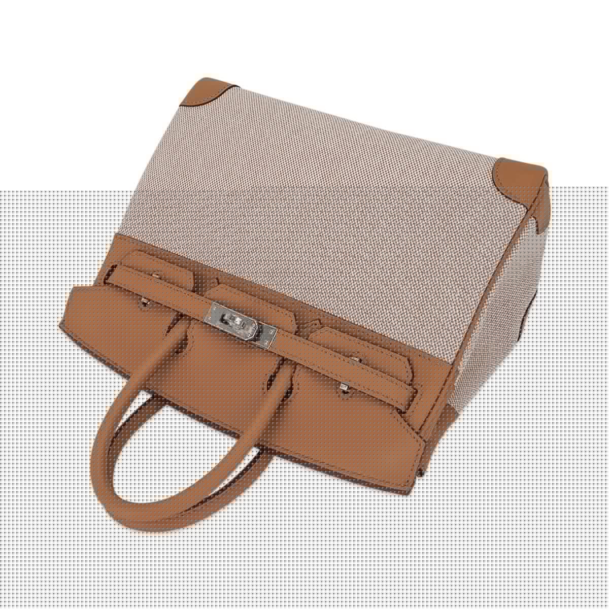 👜Limited Edition Birkin 25 Bag in Biscuit Swift Leather & Ecru Toile H with Palladium Hardware